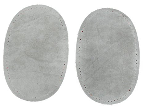 zalati Elbow Knee Patches 2pcs Oval Shaped Sew-On Fabric for Sewing Appliques - Grey