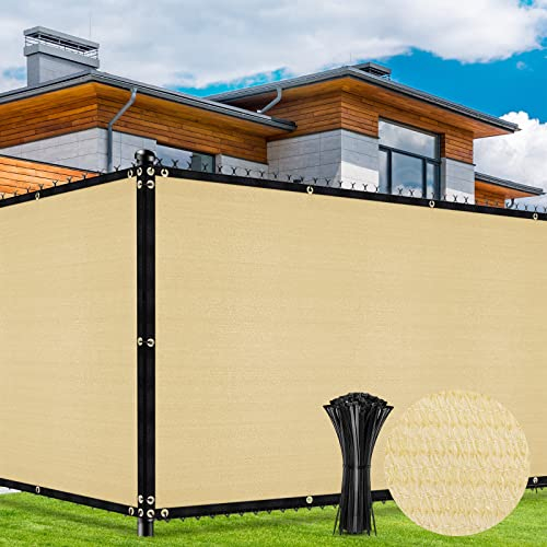 Duerer Sichtschutz Zaun 1.5m x 15.2m Gartenzaun Schattiernetz mit ösen 170g/m² Blockade UV-Schutz Outdoor Windschutz Sonnenschutz Sichtschutz Gewebe Hinterhof im Freien, Terrasse mit Kabelbinder, Sand