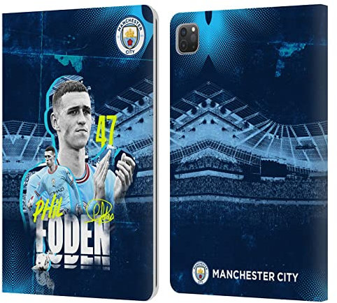Head Case Designs Offizielle Manchester City Man City FC Phil Foden 2022/23 Erstes Team Leder Brieftaschen Handyhülle Hülle Huelle kompatibel mit Apple iPad Pro 11 2020/2021 / 2022