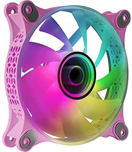 Mars Gaming MF-3D, Ventilador ARGB 360° 12cm, Espejo Infinito 3D, Sistema Anti-vibraciones, Ultra-silencioso, Compatibilidad Total, Rosa