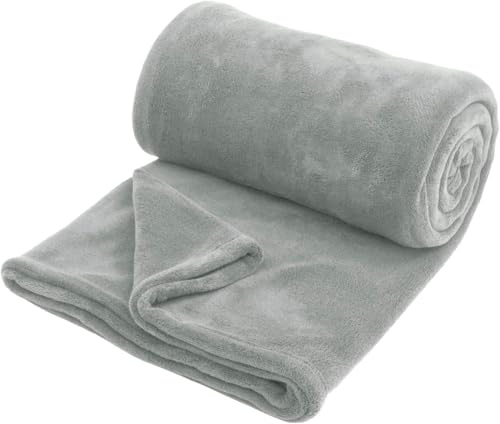 Hafaa Fleece Blanket Throws for Sofa - Fluffy Soft Warm Versatile Cosy Throw Blankets for Couch/Bed Double/Twin Size, Silver Grey, 150x200cm