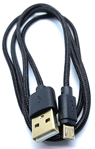 DRUT 1m Micro USB to USB 2.0 Fast Charger Braided Cable 24AWG, A-Male to Micro B Gold Connectors Lead (3,3ft, Black)