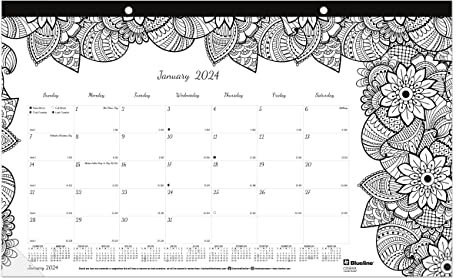 Blueline DoodlePlan Schreibtischunterlage, Botanica-Design, 45,1 x 26,7 cm