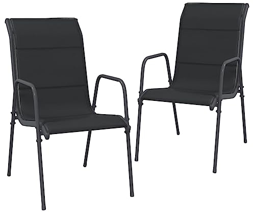 Bussandri Exclusive - Gartenstühle 2 STK. Stahl und Textilene Schwarz