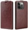 PODSI Luxury Vertical Up and Down Flip Leather phone Case For iPhone 14 13 12 11 Pro Max X XR XS Max 7 8 Plus SE 2020 Cover Protection Shell (Color : Brown, Size : For iPhone 14)