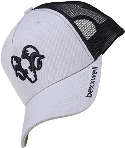 Bexxwell Trucker Cap hellgrau/schwarz mit 3D Logo-Stickerei (optimale Passform, Kappe, Black, grau, Grey, Gray, Truckercap, Logo, Cap, Unisex)