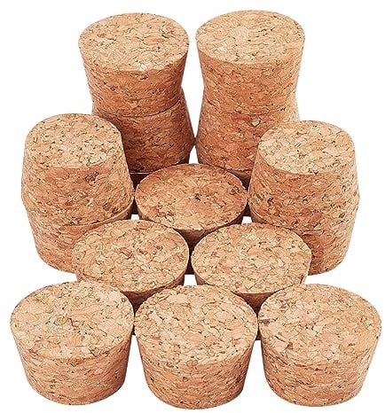 BENECREAT 30 pièces Bouchons en Liège Coniques, Bouchons de Liège en Bois Durables de Bouchon de Bouteille de Vin pour la Bouteille en Verre de Bière de Vin et Le Projet D'Artisanat, 33x28x20mm