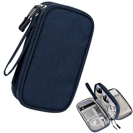 ZEACCT 1 Pcs Charger Cable Organiser Bag, Hard Disk Storage Pouch, Electronic Organizer Accessories Case, Small Adapter Power Bank Travel Pouch, Double-Layer, Universal Carry Gadget Bag