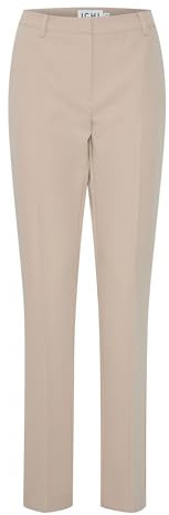 ICHI IHLEXI PA Damen Stoffhose Hose mit Eingrifftaschen Gürtelschlaufen Bügelfalten elastisch Regular fit, Größe:42, Farbe:Doeskin (151308)