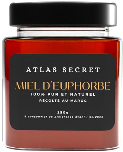 Miel de Daghmous (Euphorbe) 100% pur et naturel, récolté au Maroc, rare et authentique, fabrication traditionnelle, savoureux et intense, nombreuses vertus (maux de gorge, estomac, asthme, tension...)