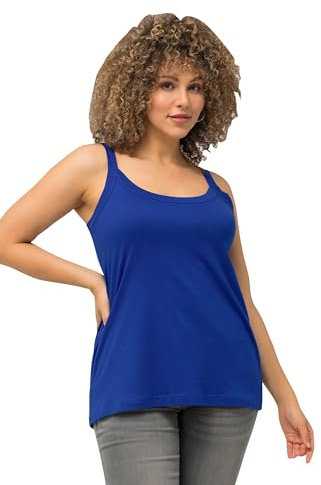 Ulla Popken Damen Spaghettitop, Rundhals, Modalmix, Ärmellos Spaghetti-Top, Kobaltblau, 50-52 Große Größen EU
