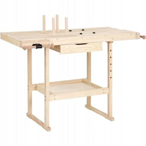 Holzwerkbank Arbeitstisch Hobelbank Holz Werkbank Massivholz mit Schubladen