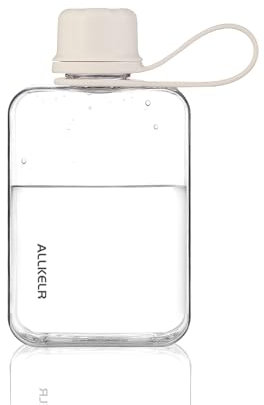 ALLKELR Tragbare flache Wasserflasche, BPA-frei, wiederverwendbar, Tritan-Kunststoff, Reise-Wasserflasche, leicht, auslaufsicher, schlanke Wasserflaschen, passend für Geldbörse, Rucksackreisen,