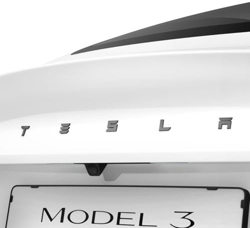Spigen Tesla Model 3 Highland 2024 Hinteres Emblem Logo Aufkleber, Perfekte Anpassung und Abdeckung, Einfache Installation, Kompatibel mit Tesla Model 3 Highland 2024 Zubehör - Carbon