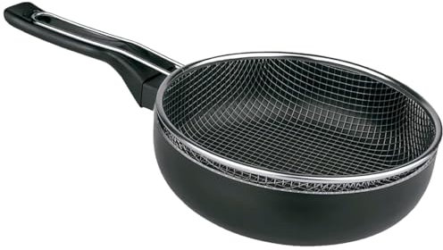 Tradineur - Sartén de inducción antiadherente con Cestillo Freidor - Fabricado en Aluminio - Incluye mango de silicona - Apto para inducción, gas, electricidad y vitrocerámica - Ø 20 cm