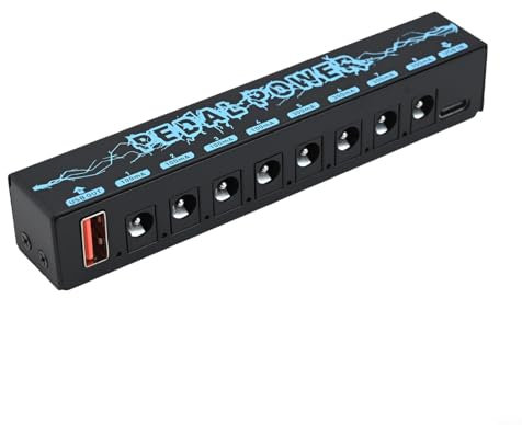 babominimer Fuente de alimentación de pedales de guitarra, 8 canales, salida de bajo ruido, con puerto de carga USB, fuente de alimentación compacta y portátil para pedalera de guitarra