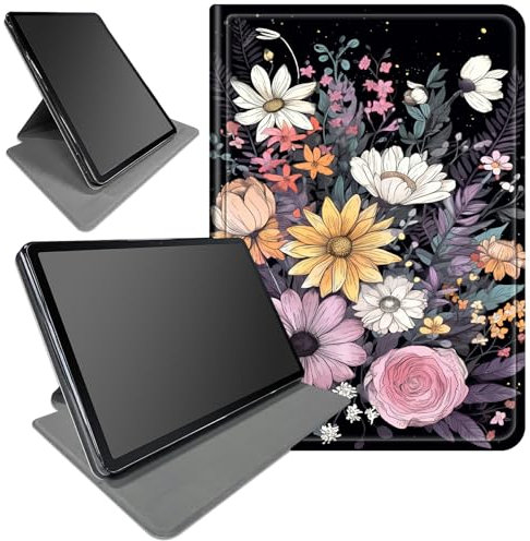 DIGTIALL Étui pour tablette Amazon Fire HD 10 10,1 (13ème génération, version 2023) sur le thème de nombreuses fleurs, support rotatif à 360 degrés, housse de protection intelligente pour tablette