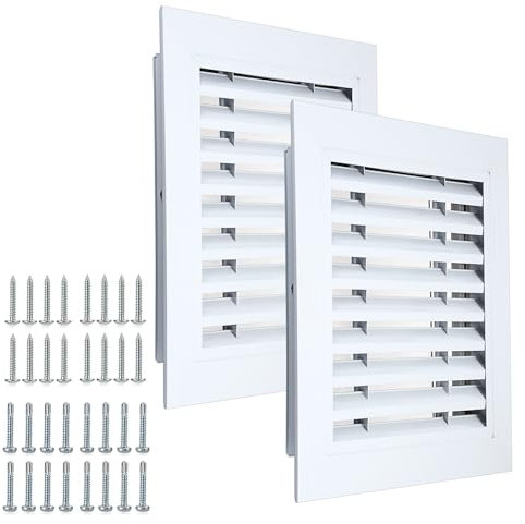 SUMNACON Paquete de 2 cubiertas de ventilación de aluminio con pantalla, rejilla de ventilación cuadrada de retorno de 30 x 30 cm, rejillas de ventilación pintables, rejillas de ventilación de pared