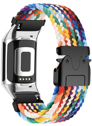 Tressé Bracelet en Nylon Compatible avec Fitbit Charge 5/ Charge 6 Bracelets de Montre, Réglable Boucles Latérales en Métal Sport Hommes Femmes Sangles de Rechange pour Fitbit Charge 5/ Charge 6 (23)
