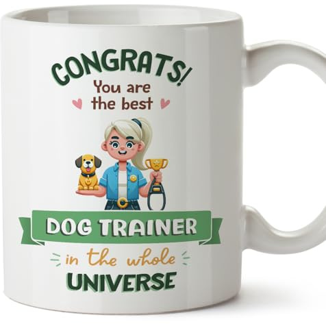MUGFFINS Dog Trainer Woman Mug - in English - Best in Universe Trophy - Funny Gift for Colleagues - Ceramic 11oz Mug