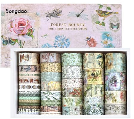 GTNCE 36 Rollen Washi Tape Set – Washi Tape kinder im Waldthema, Dekoratives Masking Tape mit Naturbaum- und Jahreszeiten-Design, Ideal für Journaling, Scrapbooking, Bullet Journals, DIY Basteln