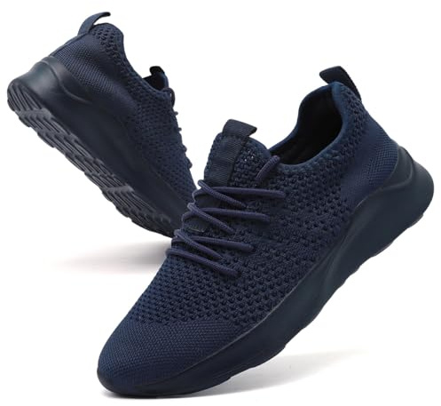 DLWKIPV Men's Trainers Lightweight Breathable Slip-On Sneakers with Anti-Slip Sole and Cushioned Casual Outdoor Sports Fashion Jogging Shoes for Running Walking Tennis Shoes Dark_Blue UK Size 5.5