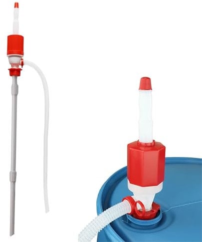 Manual Syphon Pump - Hand-Operated Fuel & Liquid Transfer Pump for Cars, Vans, and Bikes - Plastic Portable Pump