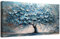 Blaue Blumen Baum Mit Rahmen Leinwand Bilder Abstrakte Gemälde Blau Grau Gold Lebensbaum Bild Wandbilder Wandkunst Leinwand Malerei Poster Foto Wohnzimmer Schlafzimmer Dekorationen 50x100cm