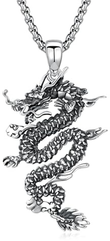 ZIPPICE Drachen Kette 925 Sterling Silber Halskette Damen Herren Drachen Anhänger vergoldet Oxidiertes Silber Halskette Geschenke für Männer Mädchen