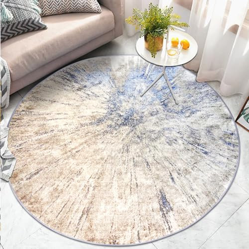 Jiyuhang Runder Teppich Ø 160 cm | Moderner Kurzflor Grau-Blau Abstrakt | rutschfest & Maschinenwaschbar | Für Wohnzimmer/Schlafzimmer | Weich & Langlebig (Modern Minimalist)