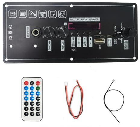 Laroal Placa amplificadora de Audio Bluetooth de 15 W con Altavoz portátil FM/BT, Placa amplificadora de Potencia de Karaoke de 5 V, módulo de Radio y Sonido para Amplificador de MP3.
