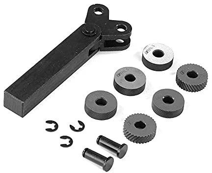 Set di 7 utensili per zigrinatura a doppia ruota in acciaio con ruota da 0,5 mm, 1 mm, 2 mm, passo lineare, kit zigrinatura per tornio