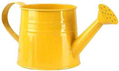Regadera de metal galvanizado de 1 litro y cubo de ducha de hojalata, ligero y duradero para plantas pequeñas de interior y exterior, riego en jardines (amarillo)