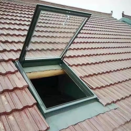 Finestre da tetto con vetro temperato,Botola di accesso al tetto in acciaio zincato verniciato a polvere,Accesso al tetto, finestra panoramica della casa,Lucernario personalizzabile per soppalco(20x20