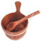 Sauna Bucket and Ladle Set Large Capacity Wooden Bucket with Handle Sauna Accessories for Hotel Steaming Room