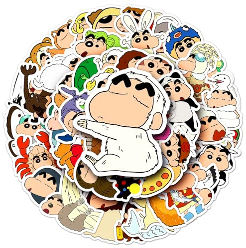 50 Stück Crayon Shin-chan PVC-Wasseraufkleber – Kreative Graffiti-Cartoon-Aufkleber für Kinder – Deko für Skateboards, Koffer, Laptops – Selbstklebende Stickers