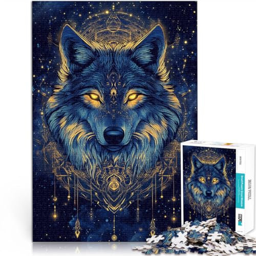 Jigsaw Puzzles 1000 Piece for Adults In The Darkness Wolf Herausforderndes Spiel Verbessern Sie das Gedächtnis38x26cm