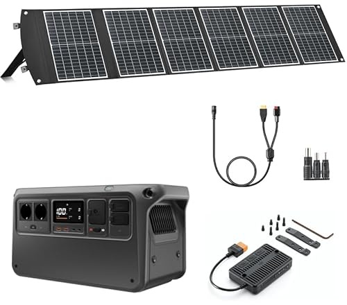 DJI Power 1000 V2 Power Station portatile 1024 Wh, con 1 pannello solare pieghevole da 100 W, 1 adattatore DC5521 femmina a Anderson 30 A/XT60 femmina, 1 adattatore DC 3 in 1, 1 MPPT.