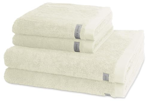 Ross - 4 teiliges Frottier-Set - Sinfonie (2 X Handtuch 2 X Duschtuch im Set) - 500 g/m2 - Baumwolle - Walkfrottee - saugstark - weich und flauschig - Natur
