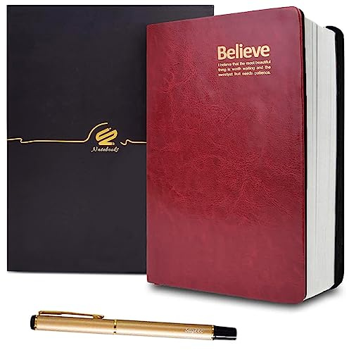 KXF 720 Horizontale Linie Seiten Super Dicke Schreibnotizbücher Journal für Männer Frauen Reise Tagebuch Faux Leder Memo Pad Notizblock für Aufzeichnung Notizbuch Schule (A5 Größe Journal, Rot)