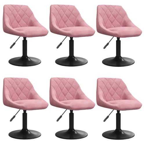 Holamys Esszimmerstühle 6 STK. Drehbar Rosa Samt, Höhenverstellbar, Modernes Design, Küchenstühle mit Gasdruckfeder, Stühle für Esstisch