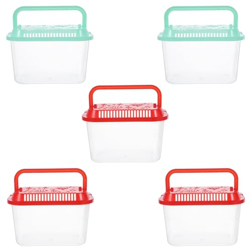 ELEOUTI Transportbehälter für Fische 5 Stück aus Stabilem Kunststoff Leichter Rechteckiger Aquarium Behälter für Umzüge und Reisen mit Modernem Design Zufällige Farbe