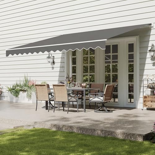 Aoxun 2.5×2M Retractable Awning, Manual Awnings for Patio with Hand Crank, Anti-UV and Waterproof Canopy Outdoor Sun Shades for Garden,Courtyard, Balcony, Grey
