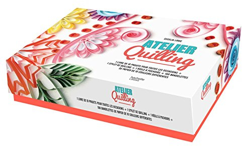 Coffret : Atelier Quilling: Contient : 1 stylet de Quilling, 1 règle à pochoirs, 100 bandelettes de papier