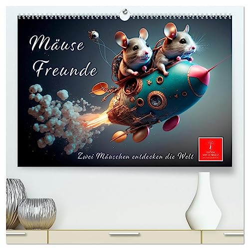 Mäuse Freunde (hochwertiger Premium Wandkalender 2025 DIN A2 quer), Kunstdruck in Hochglanz