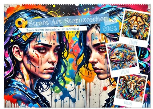 Street Art Sternzeichen (Wandkalender 2025 DIN A2 quer), CALVENDO Monatskalender