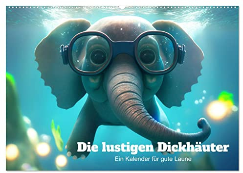 Die lustigen Dickhäuter. Ein Kalender für gute Laune (Wandkalender 2026 DIN A2 quer), CALVENDO Monatskalender: Dieser lustige Elefanten-Kalender ist ... fröhlicher Illustrationen. (CALVENDO Tiere)