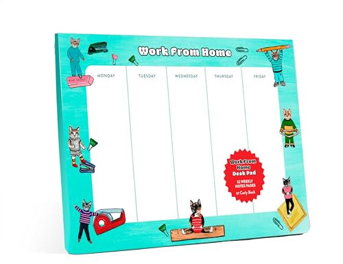 Work from Home Desk Pad: Cat Notepad & To Do List Pad, 52 Sheets, 6.75 x 9.75-inches