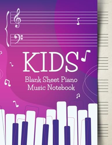 Blank Sheet Music Notebook Kids: Wide Staff Music Manuscript Paper | Purple Design