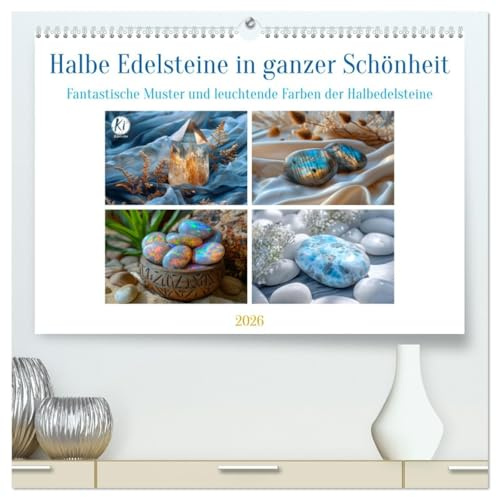Halbe Edelsteine in ganzer Schönheit (hochwertiger Premium Wandkalender 2026 DIN A2 quer), Kunstdruck in Hochglanz: Faszination der schillernden Mineralien (CALVENDO Hobbys)